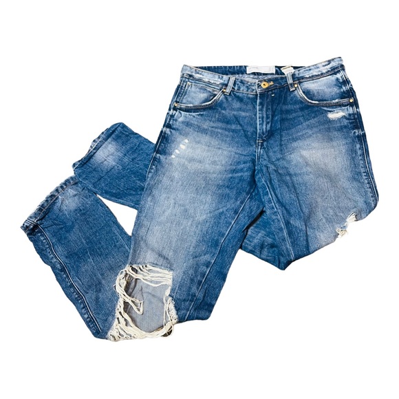 Zara Denim - Zara distressed straight leg jeans